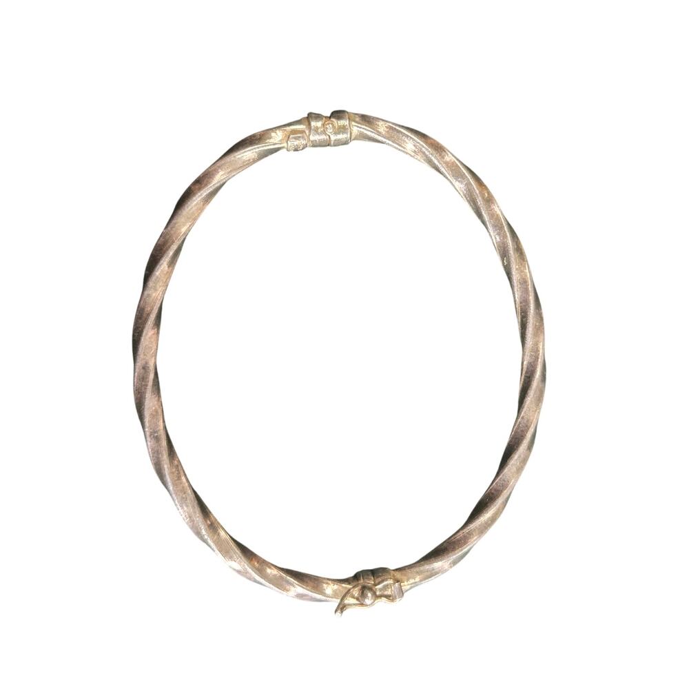 Vintage Sterling Silver Twisted Hinged Bangle Italy